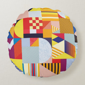 Geometrisches Abstrakt dekoratives Vintages Muster Rundes Kissen