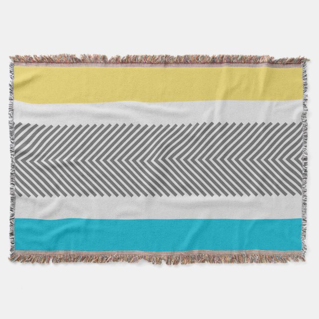 Geometrisches Abstrakt-gelbes Aqua Modernes Muster Decke (Vorderseite)