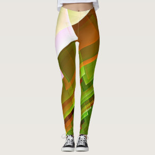 Geometrisches abstrakt orangefarbenes Muster Leggings
