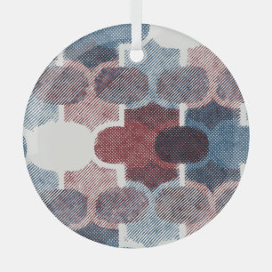 Geometrisches Abstrakt Red Blue Muster Ornament Aus Glas