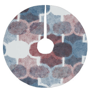 Geometrisches Abstrakt Red Blue Muster Polyester Weihnachtsbaumdecke