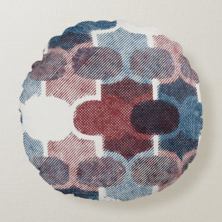 Geometrisches Abstrakt Red Blue Muster Rundes Kissen