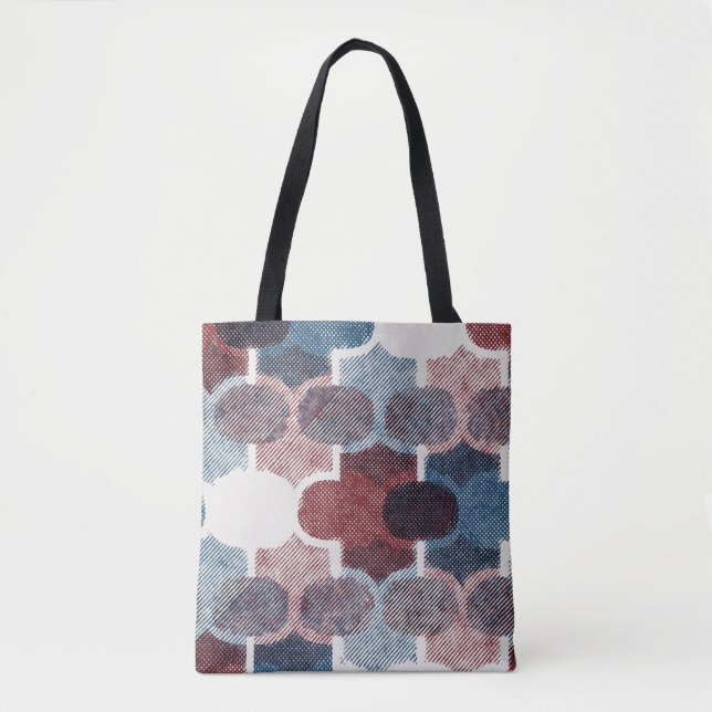 Geometrisches Abstrakt Red Blue Muster Tasche (Vorderseite)