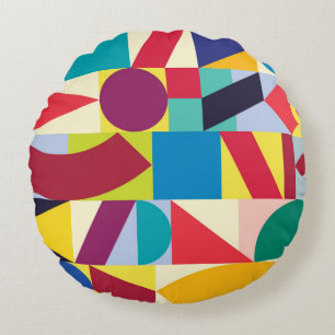 Geometrisches Abstrakt: Vintages Nahtloses Muster. Rundes Kissen