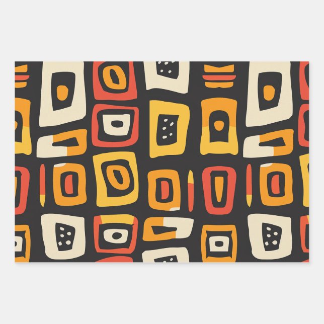 Geometrisches Abstraktes afrikanisches Muster Geschenkpapier Set (Vorderseite)