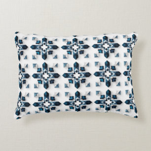Geometrisches abstraktes Design in Blau und Weiß Dekokissen