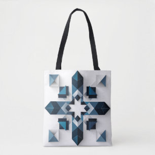 Geometrisches abstraktes Design in Blau und Weiß Tasche
