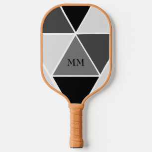 Geometrisches Abstraktes Dreieck in Grau mit Initi Pickleball Schläger