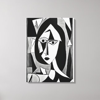 Geometrisches Abstraktes Frauenportrait Leinwanddruck