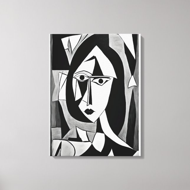 Geometrisches Abstraktes Frauenportrait Leinwanddruck (Vorderseite)
