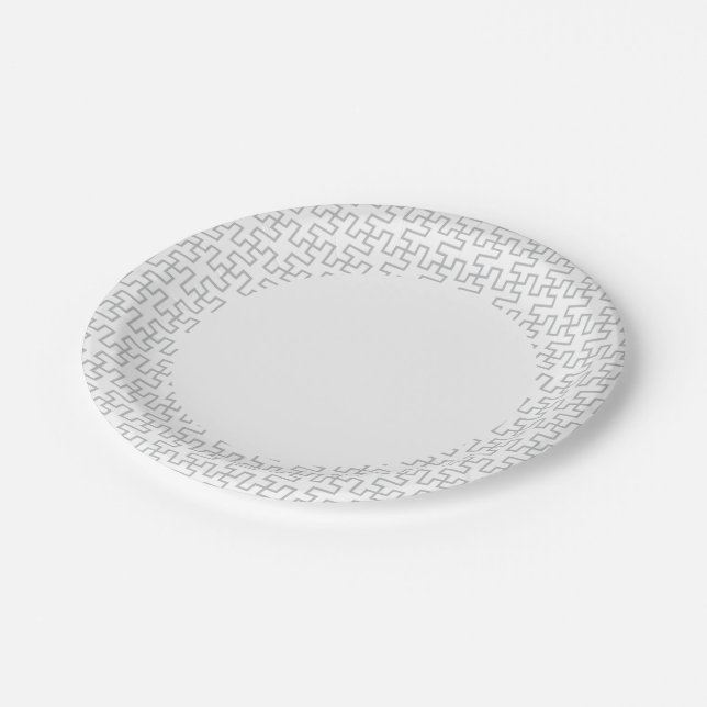 Geometrisches Abstraktes Fußbodendesign Pappteller (Schrägansicht)