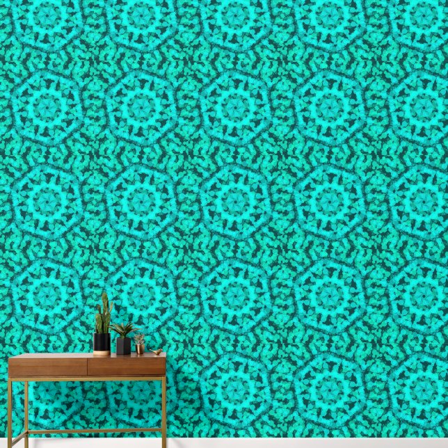 Geometrisches abstraktes grünes Design Tapete (Hausflur)