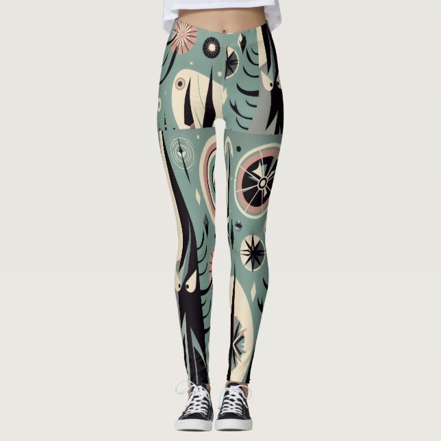 Geometrisches abstraktes kosmisches Baumdesign Leggings (Vorderseite)
