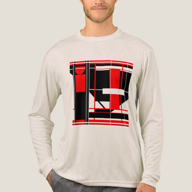Geometrisches Abstraktes Kunstdesign in Red Black  Tri-Blend Shirt (Vorderseite)