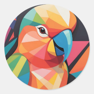 Geometrisches Abstraktes Lovebird-Portrait Fett Li Runder Aufkleber