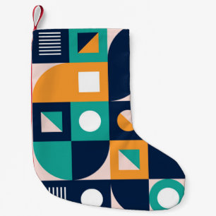 Geometrisches abstraktes Muster: buntes, modernes Kleiner Weihnachtsstrumpf