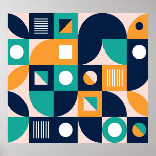Geometrisches abstraktes Muster: buntes, modernes  Poster