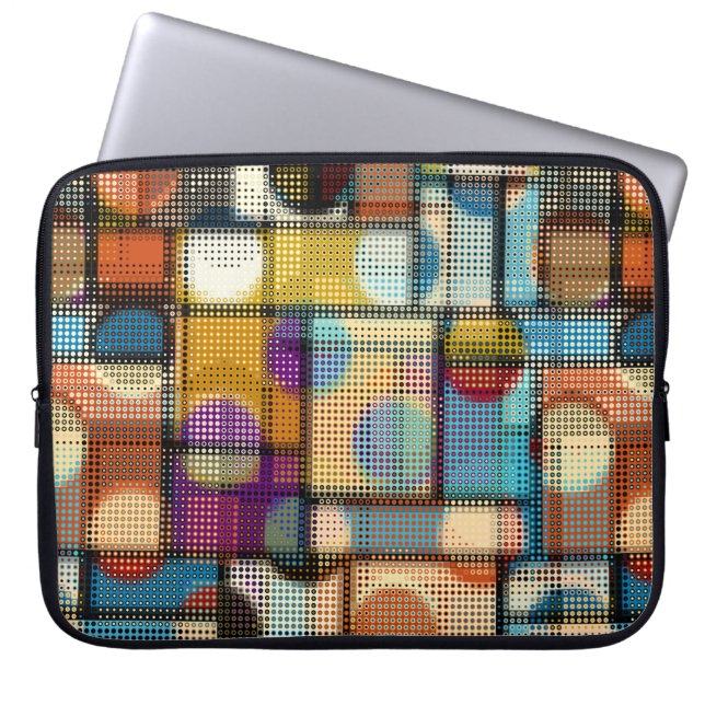 Geometrisches abstraktes Muster in Low-Poly-Pixela Laptopschutzhülle (Vorderseite)