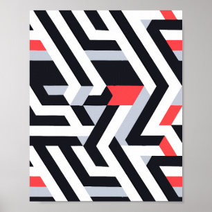 Geometrisches Abstraktes Muster mit fetten Kontras Poster