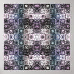 Geometrisches Abstraktes Muster mit Wireframe-Cube Poster