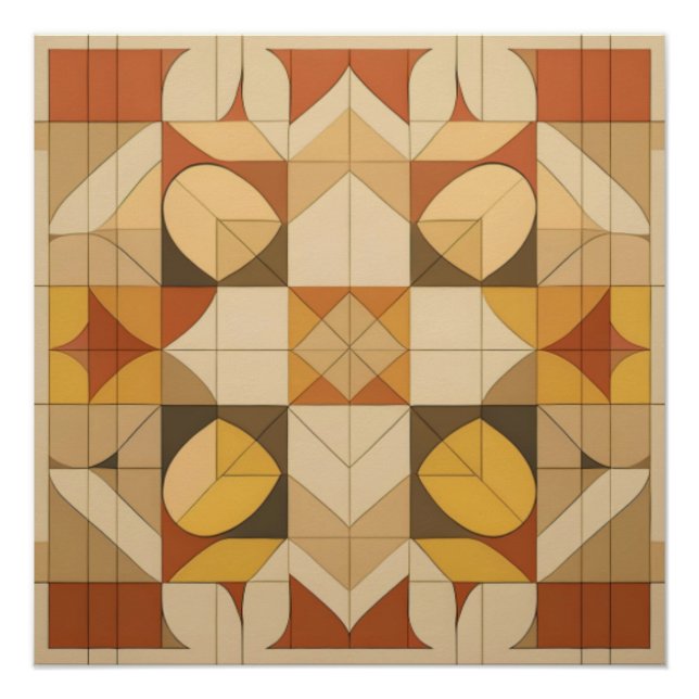Geometrisches Abstraktes Muster - Warme Farbtöne Poster (Vorderseite)