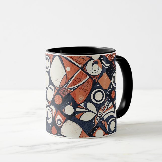 Geometrisches abstraktes Musterdesign 3 Tasse (VorderseiteRechts)