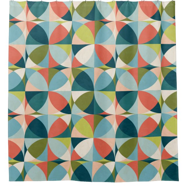 Geometrisches, Abstraktes Nahtloses Design Mitte d Duschvorhang (Vorderseite)