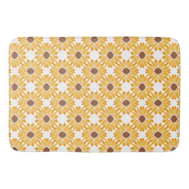 Geometrisches Abstraktes Retro-Sonnenblumenmuster  Badematte (Vorderseite)