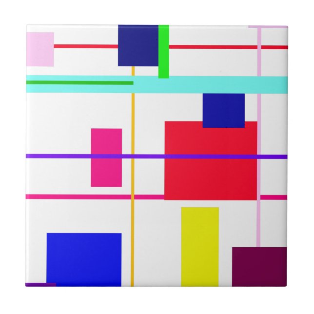 Geometrisches Abstraktes Rotes Quadrat Fliese (Vorderseite)