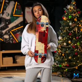 geometrisches abstraktes rotes und beige Skateboar Skateboard