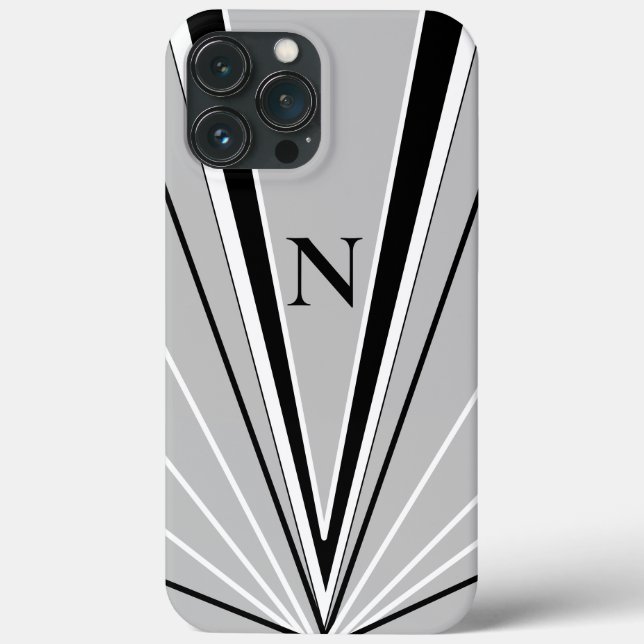 Geometrisches Abstraktes Schwarz-weißes Monogramm Case-Mate iPhone Hülle (Rückseite)