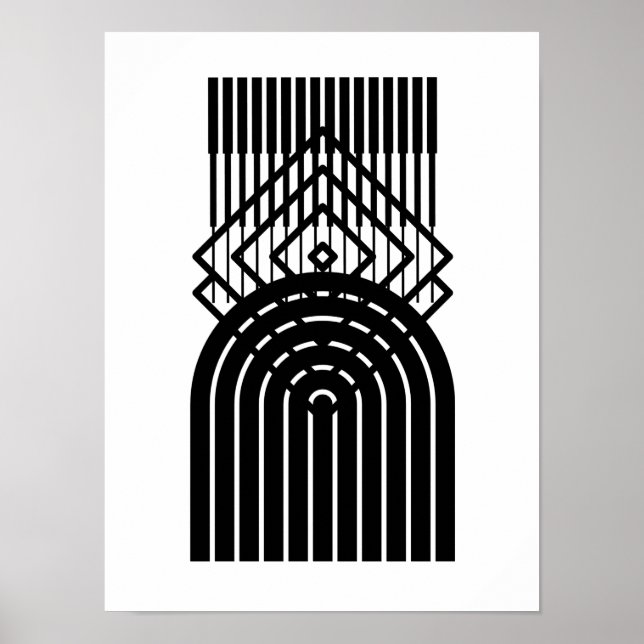 Geometrisches Abstraktes Schwarzes Mittelalter Poster (Vorne)