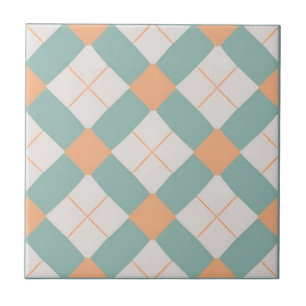 Geometrisches Acqua-Gren- und Orangenmuster Fliese