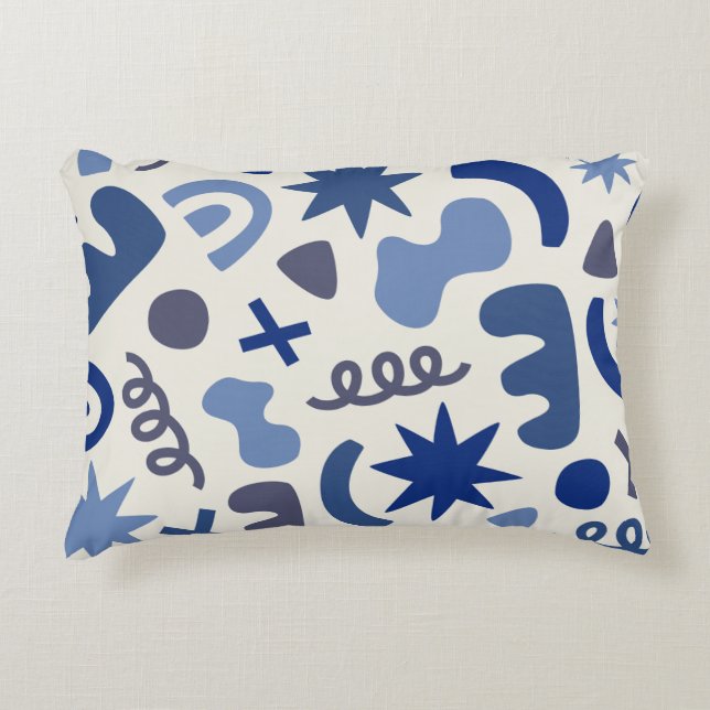 Geometrisches akzentes Pillow - Chic Blue Abstract Dekokissen (Vorderseite)