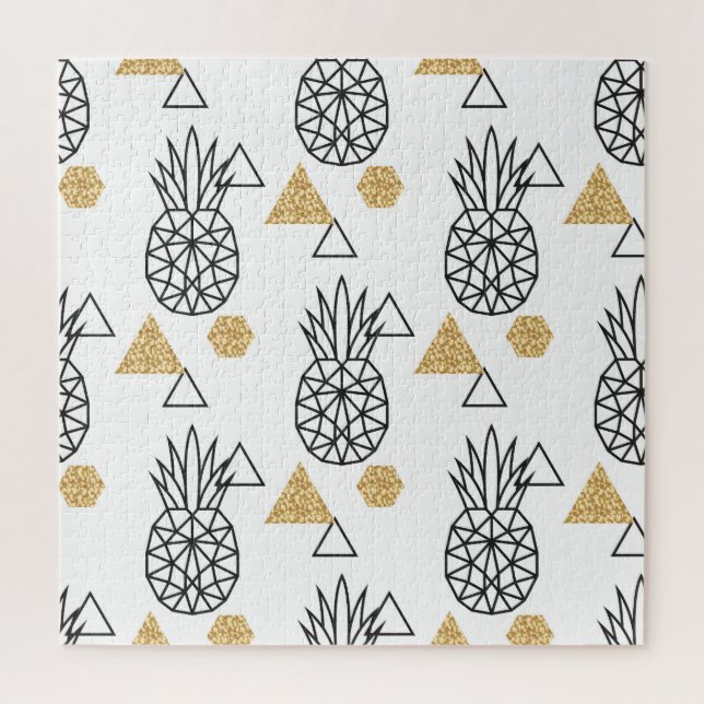 Geometrisches Ananas Gold Dots Muster. (Vertikal)