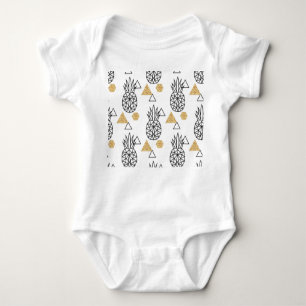 Geometrisches Ananas Gold Dots Muster. Baby Strampler