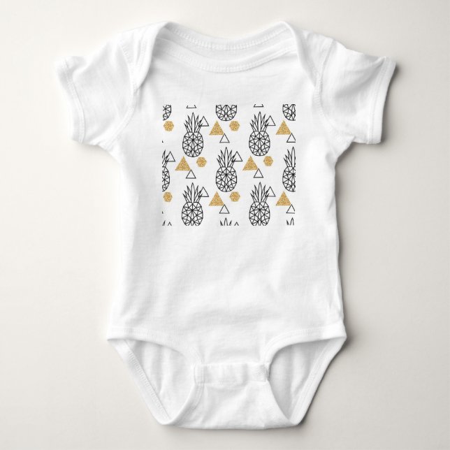 Geometrisches Ananas Gold Dots Muster. Baby Strampler (Vorderseite)