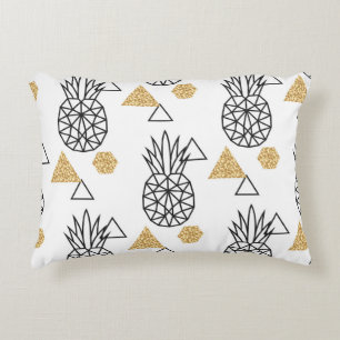 Geometrisches Ananas Gold Dots Muster. Dekokissen