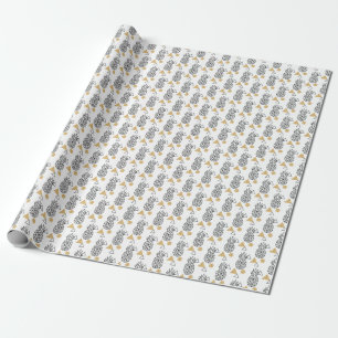 Geometrisches Ananas Gold Dots Muster. Geschenkpapier