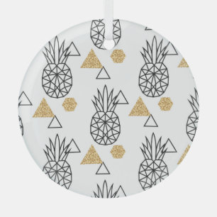 Geometrisches Ananas Gold Dots Muster. Ornament Aus Glas