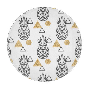 Geometrisches Ananas Gold Dots Muster. Schneidebrett