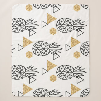 Geometrisches Ananas Gold Dots Muster. Sherpadecke