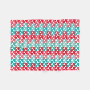 Geometrisches Aqua-blaues und rotes modernes Fleecedecke