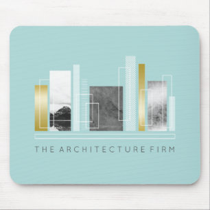Geometrisches Aquamarine und Imitate Gold Mousepad