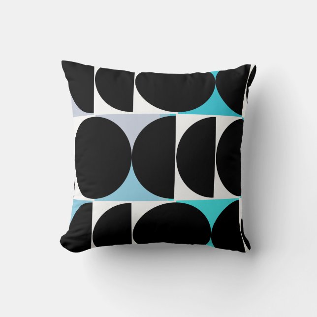Geometrisches Aquamarines Blau des Mittelzentrums Kissen (Vorderseite)