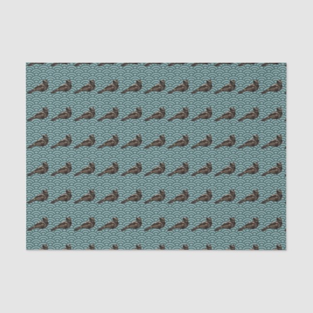 Geometrisches aquamarines Gewebpapier für Dragon B Seidenpapier (Vorderseite)