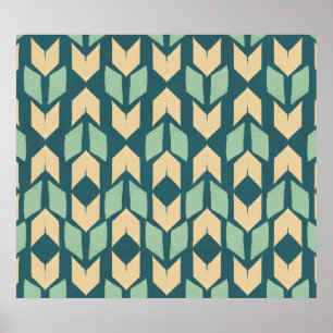Geometrisches aquamarines Pfeil-Muster Geo Poster