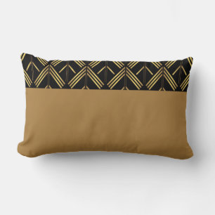 Geometrisches Arrow-Muster in Gold und Schwarz Lendenkissen