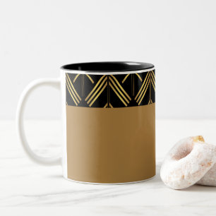 Geometrisches Arrow-Muster in Gold und Schwarz Zweifarbige Tasse