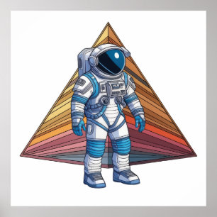 Geometrisches Astronautenabenteuer Poster